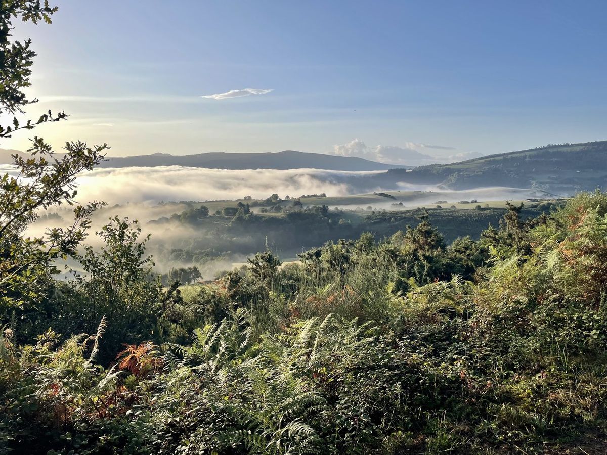 Mgła nad doliną o wschodzie słońca - Camino Primitivo